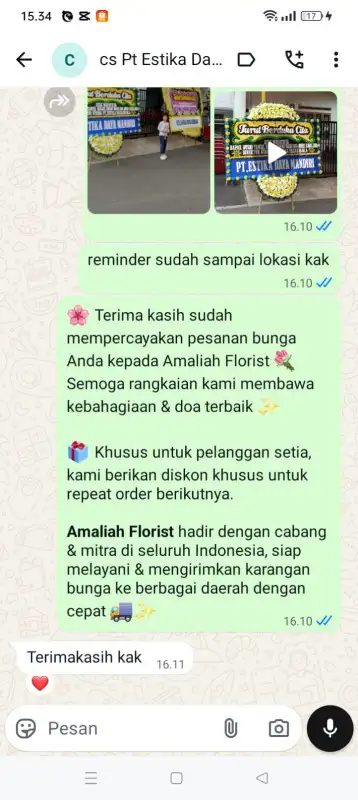Testimonial Papan Bunga duka SURABAYA