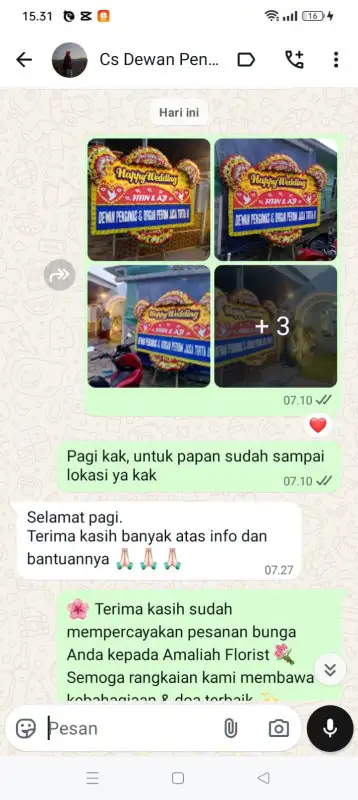 Testimonial papan bunga SURABAYA
